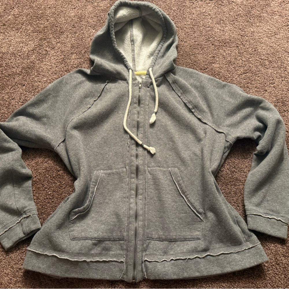 Gray Hooded Jacket with Pockets